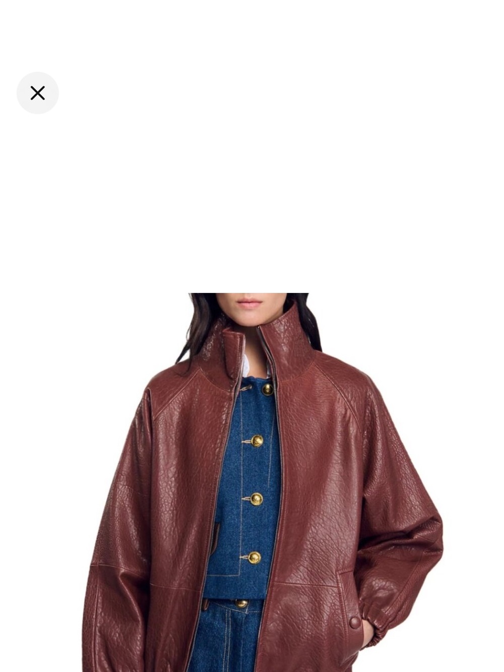 Sandro Jordan Bordeaux Leather Bomber Jacket — NWT